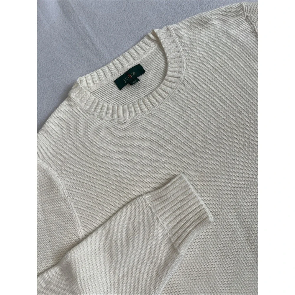 J Crew Sweater Mens M Ivory Reverse Jersey Knit Crewneck Heritage Oarsman